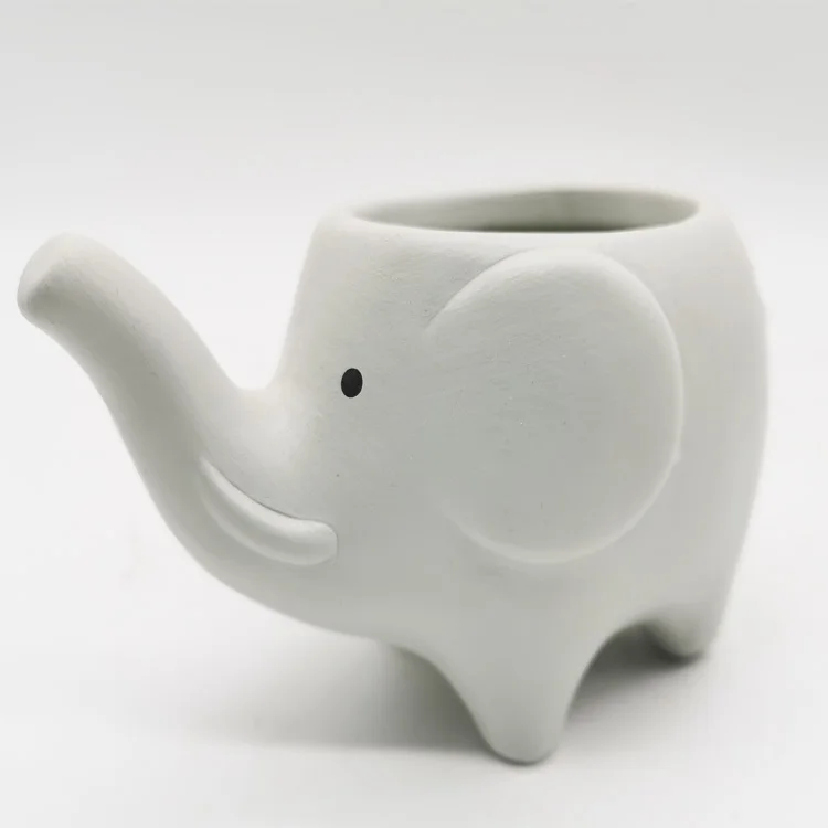 Desktop Elephant Flower Pot Ceramic Animal Cute Small Mini Round For