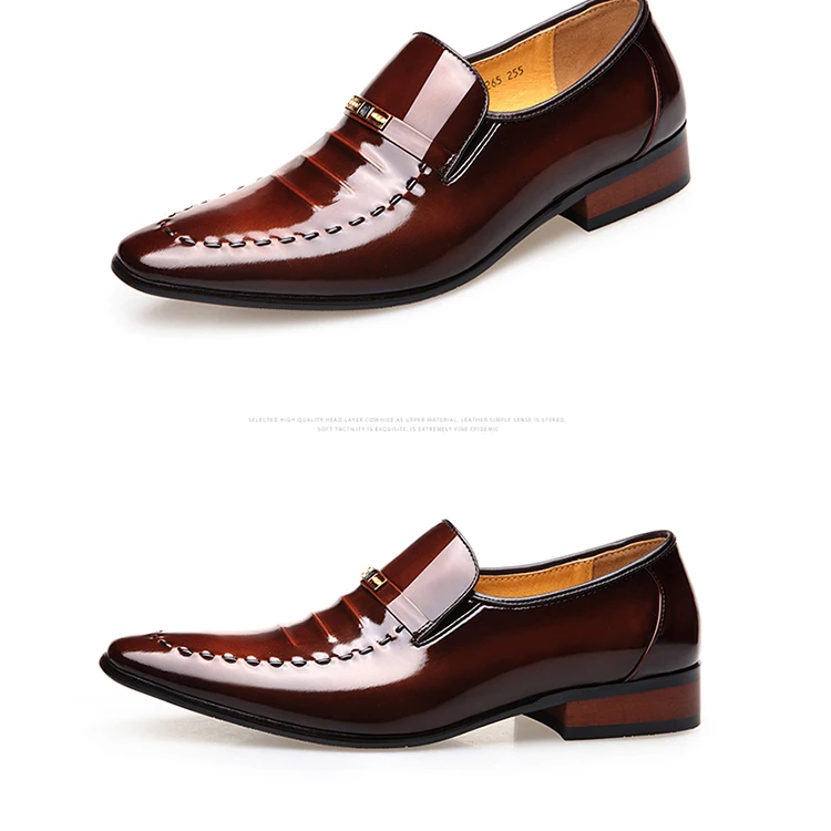 Trendy cow genuine leather stitching business dress shoes for men