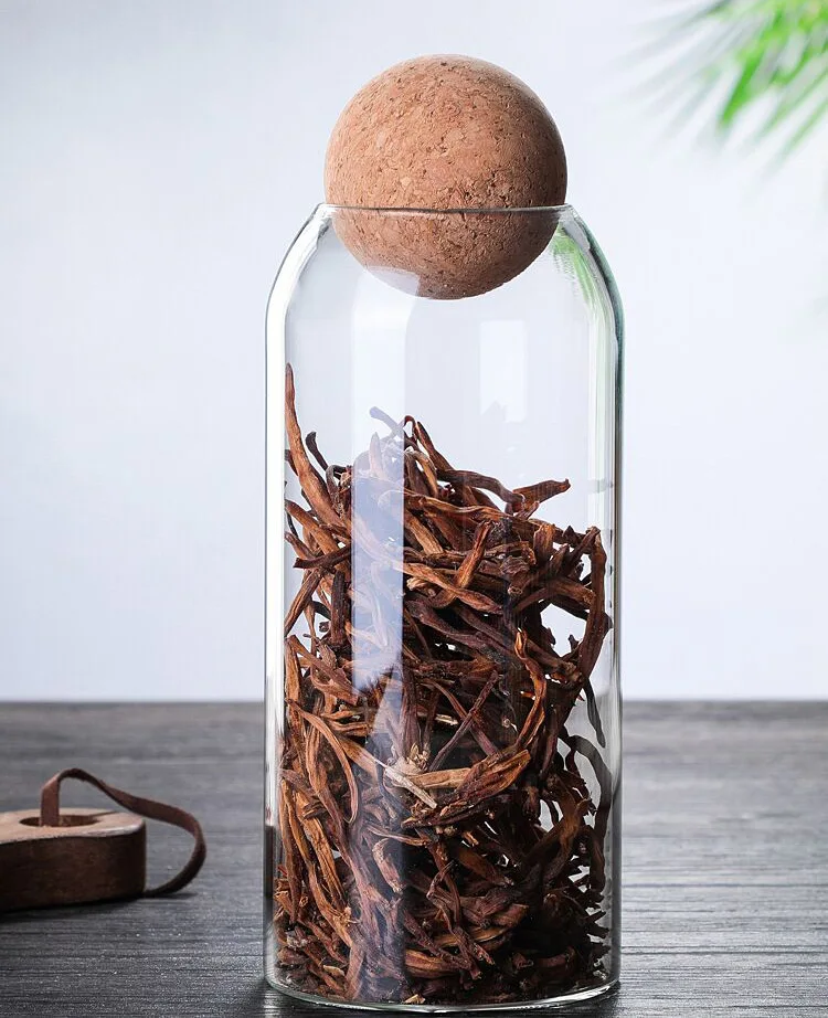 Glass Jars for storage Jars with cork wood lid borosilicate glass canister