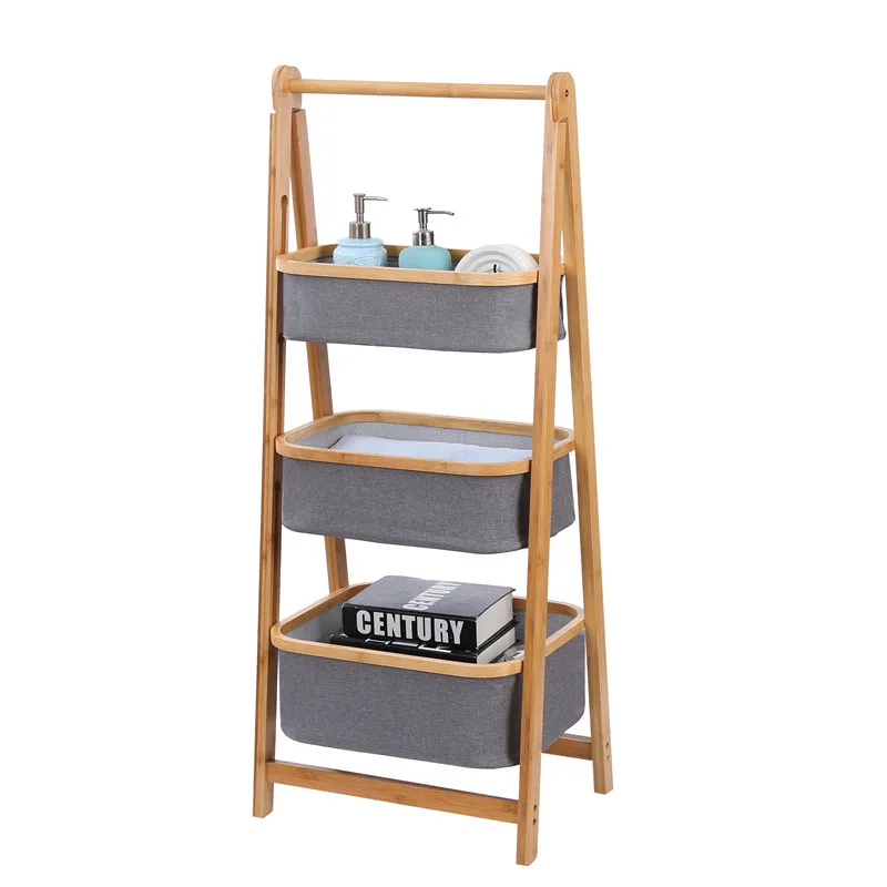 Einfache Installation Boden Typ Multi-schicht Bambus Rack Klapp Regal