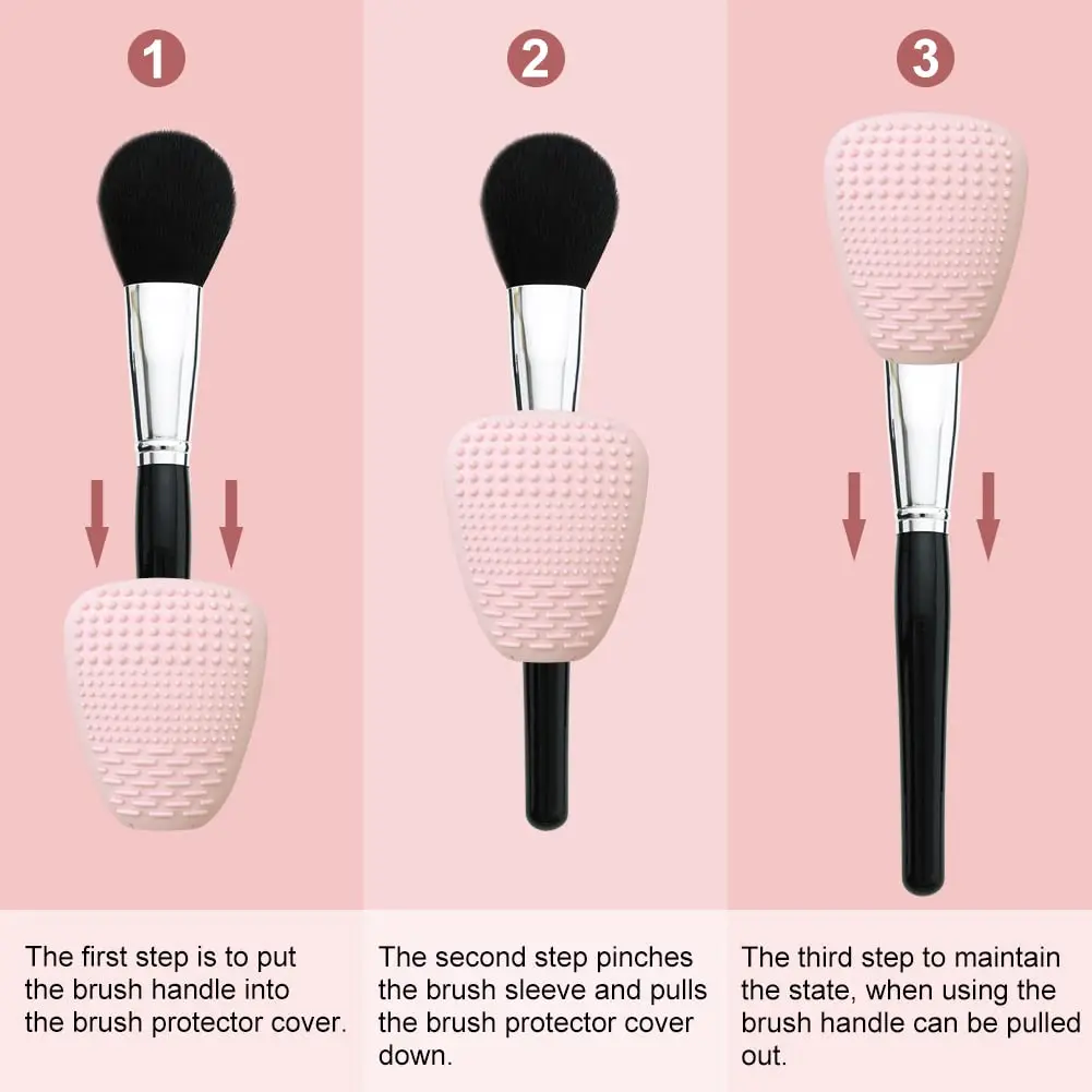 Silicone Makeup Foundation Brush Tools Cover Reusable Organizer Cosmetic Case Dustproof Protective Caps Brush Washing Clean Tool details