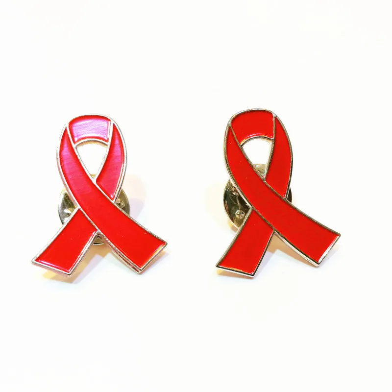 Fight Against Aids Hiv Awareness Metal Lapel Pins Hard Enamel Red