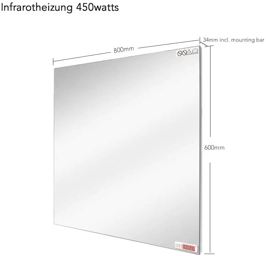 Mirror Infrared Heater 450w Bathroom Rectangle Mirror Heating Panel Can