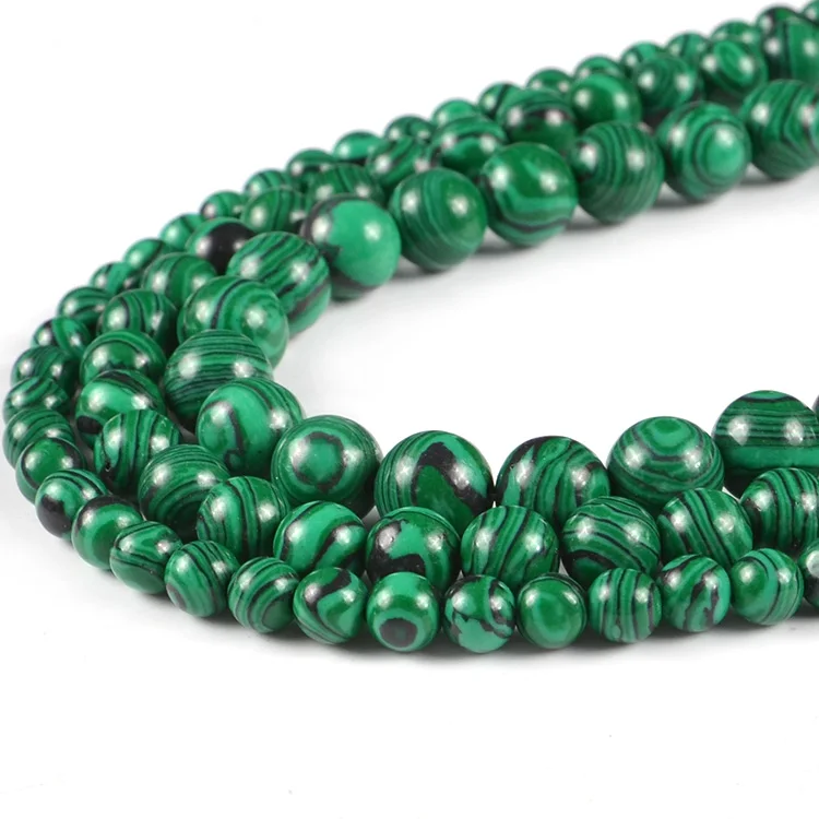 JC 4mm 6mm 8mm natural stone beads chain green gemstone round bead