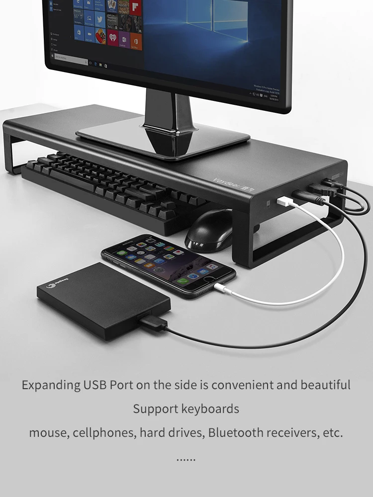 Vaydeer Metal Riser Support Transfer Data And Charging Keyboard And