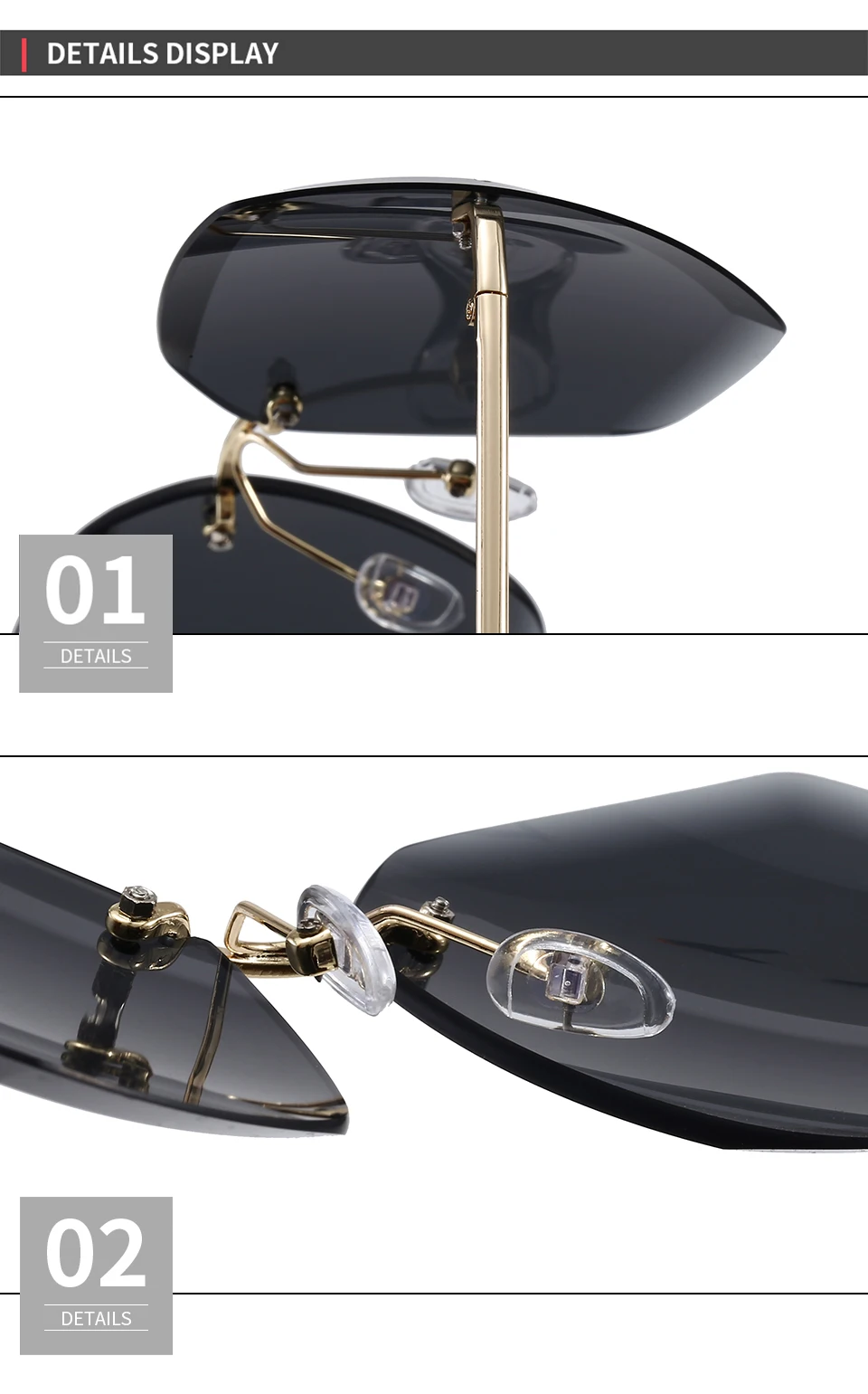 204101 Superhot Eyewear 2020 UV400 Oversized Shades Sun glasses Women Female Lady Rimless Sunglass