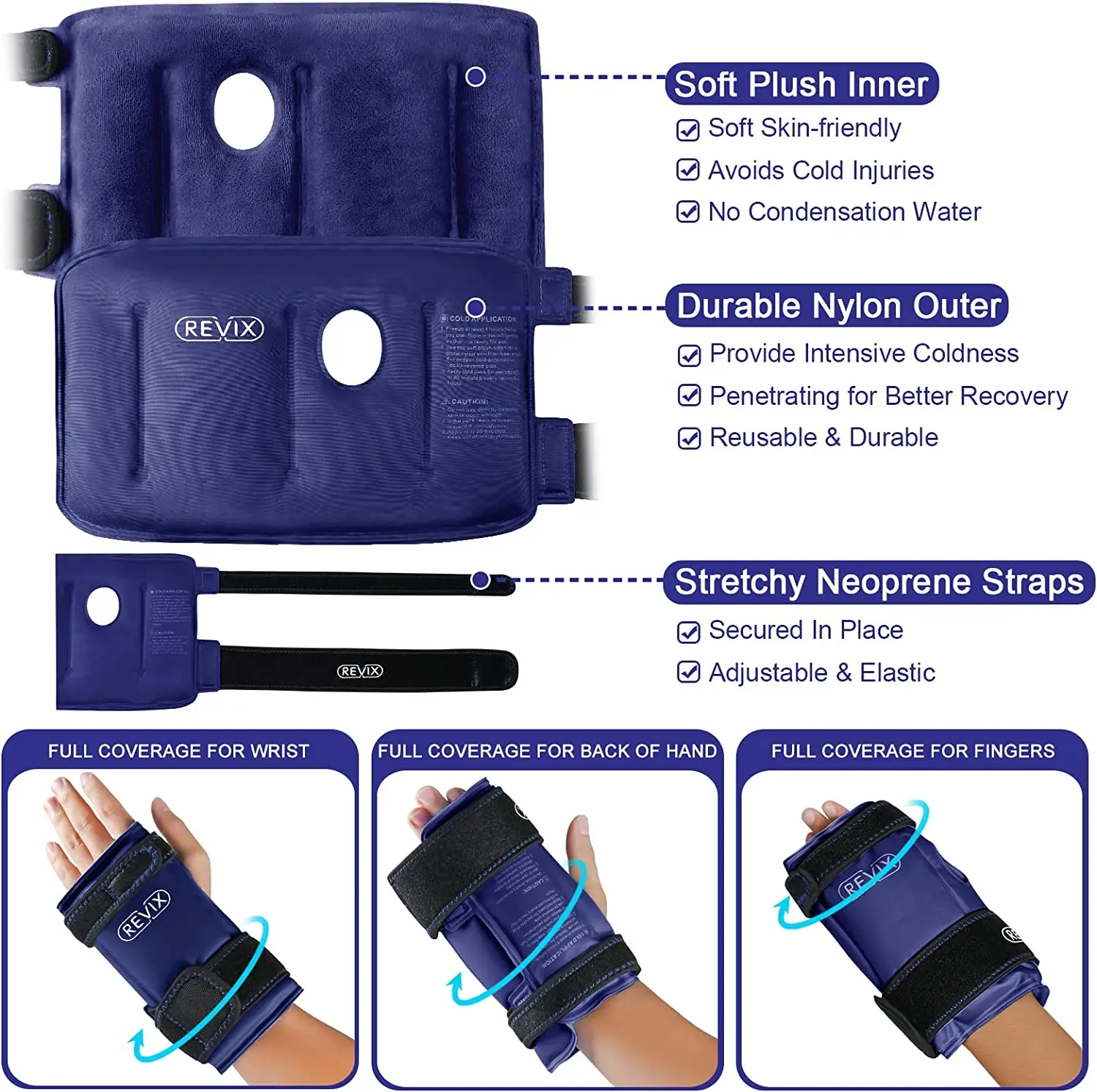 Pain Relief Wrist Hand Ice Pack Wrap Reusable Gel Packs Cold Compress