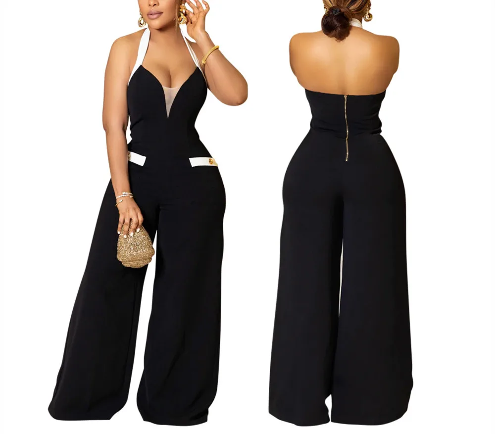 Women's Sexy Style Wide Leg Party Banquet White Jumpsuits