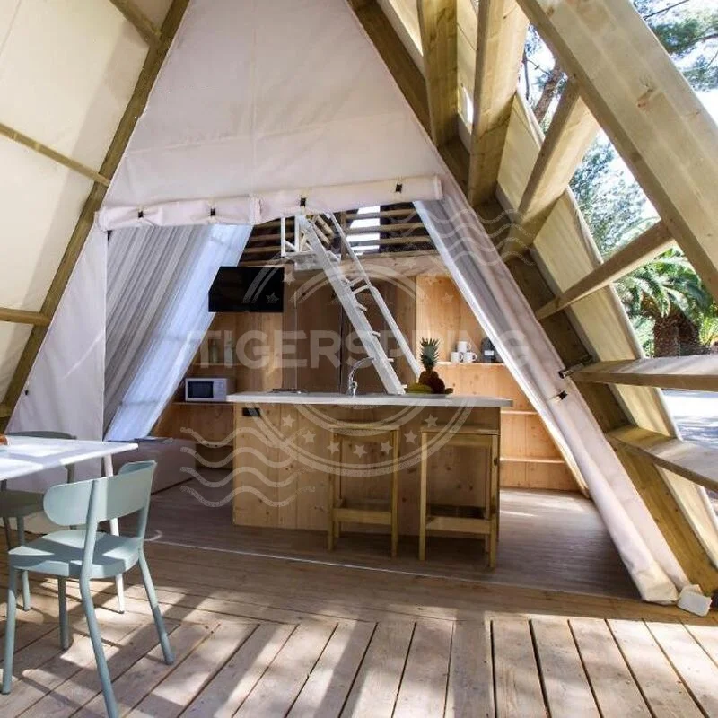 3.5m*4.2m Wooden Triangle Prefab House Luxury Glamping Tents For ...