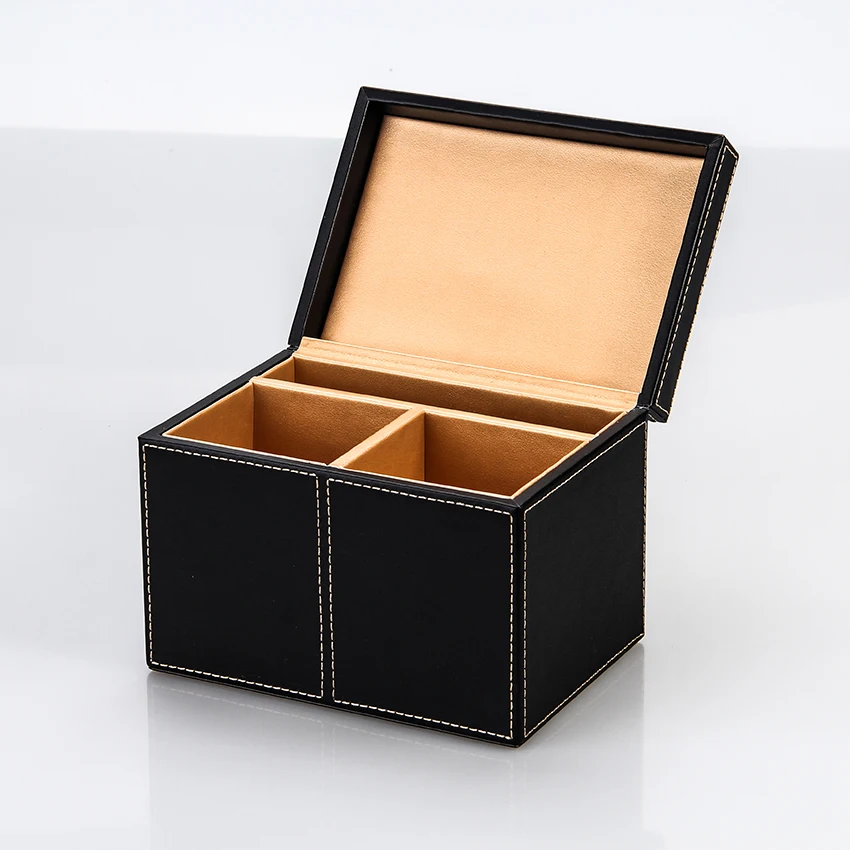 Two Tone Pu Leather Sugar Coffee And Tea Bag Organizer Storage Box For