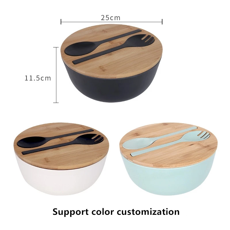 Custom Printed Reusable Spun,Wooden Bamboo Fiber Round Fruit Salad