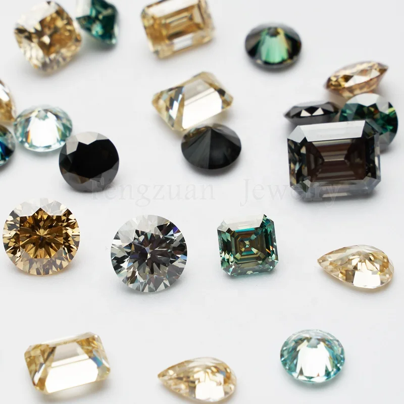 

D Lab Created Moissanite Diamonds Wuzhou Wholesale Price Synthetic Moissanite Gemstones 6.5mm 8mm Pink Green Round Moissanite