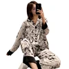 Snow White Nightwear Female Spring and Autumn Ice Silk Summer Long Sleeve Silk Two-piece Student Korean Cartoon Home Suit