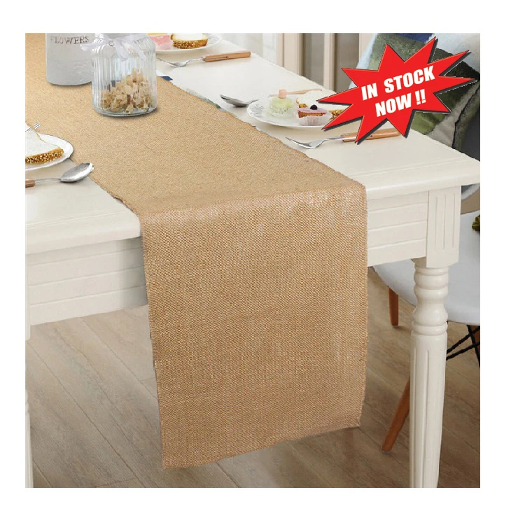 Longsun Hot Hessian Burlap Table Runner 12" X 108" Natural Jute Table