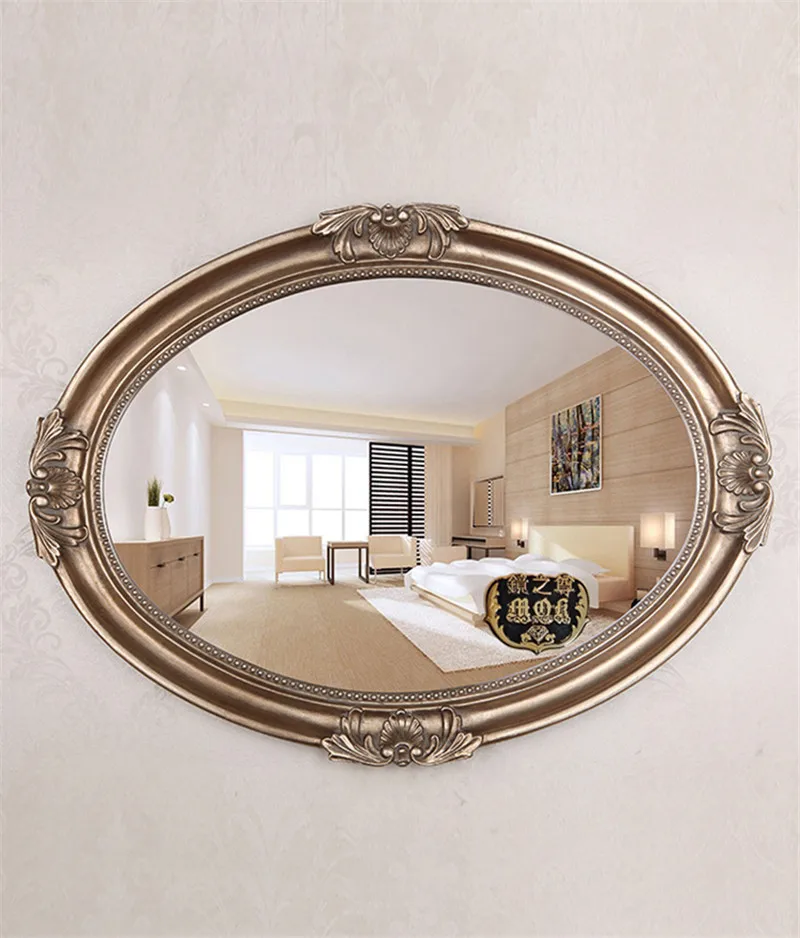 MOK Oval Pu Framed Baroque Wall Mirror