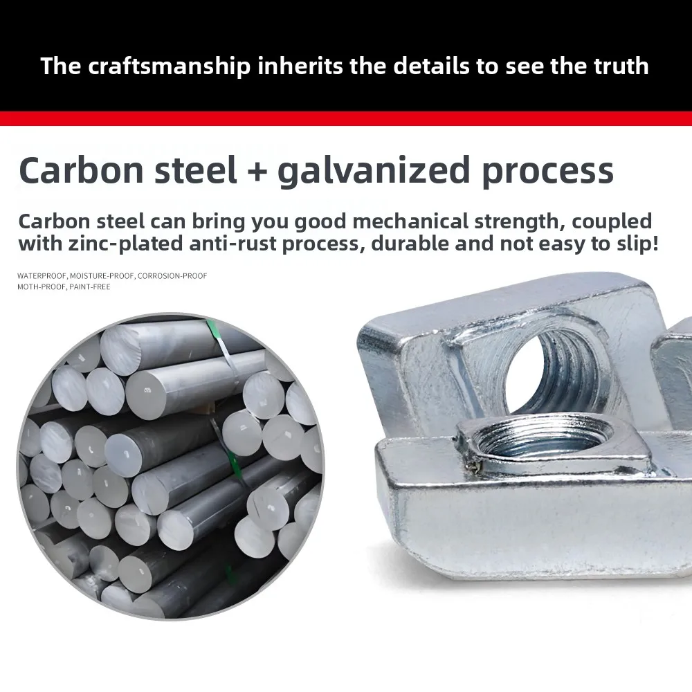 High Hardness Carbon Steel Galvanized 30 Insert Type Slider M3 M4 M5 M8 Nut Diamond T-Type Aluminum Profile Nut manufacture