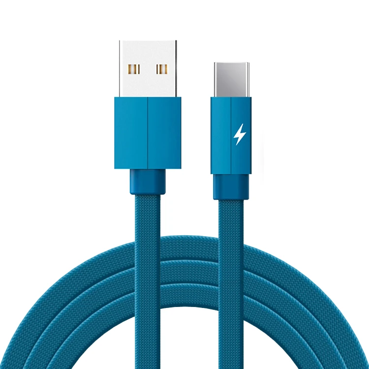 Kailiya 2.1A USB cable 1m black white blue black green flat jeans denim Type C USB data cable for Huawei xiaomi vivo OPPO - ANKUX.COM
