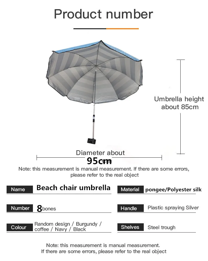 Chair Umbrella with 360 Adjustable UPF 50 Chair Umbrella with Clamp Beach Chair with Umbrella for Beach Sand Yard