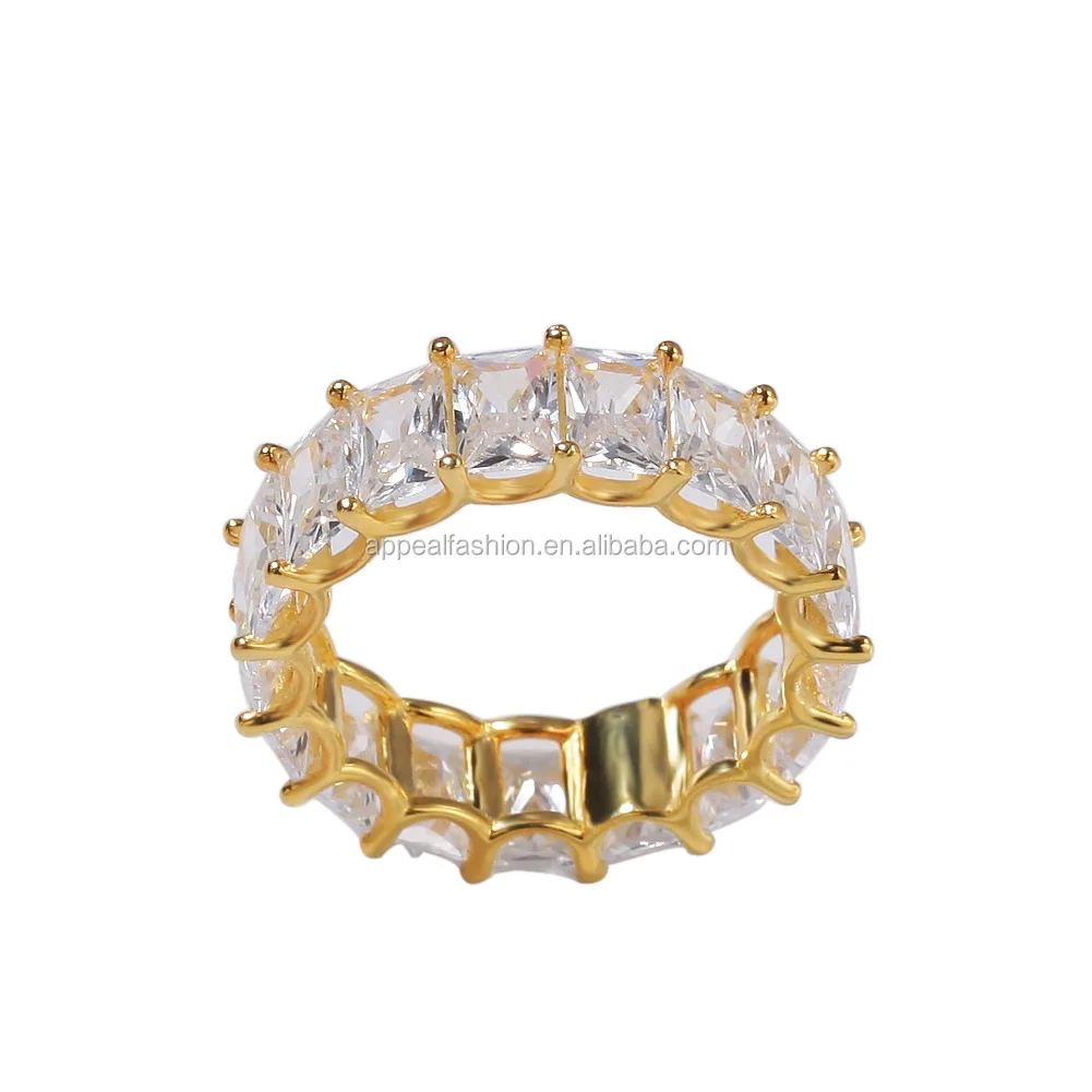 Baugette Rapper Ring Baguette Ring 925 Sterling Silver CZ Diamond Cut Zirconia