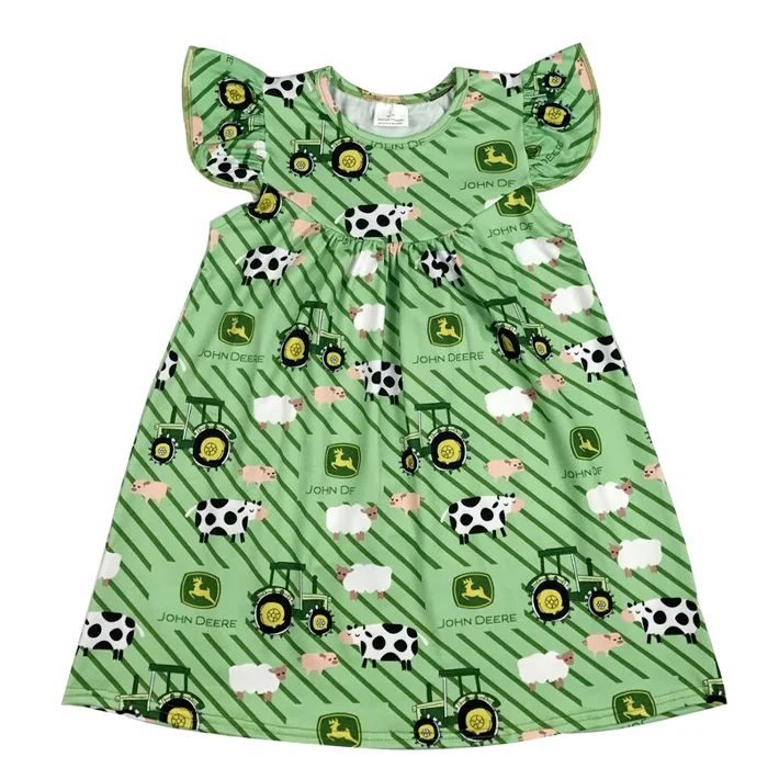 Farm Print Baby Clothing Girl Frocks Kids Clothes Boutique Summer Casual Dress Buy Farm Print