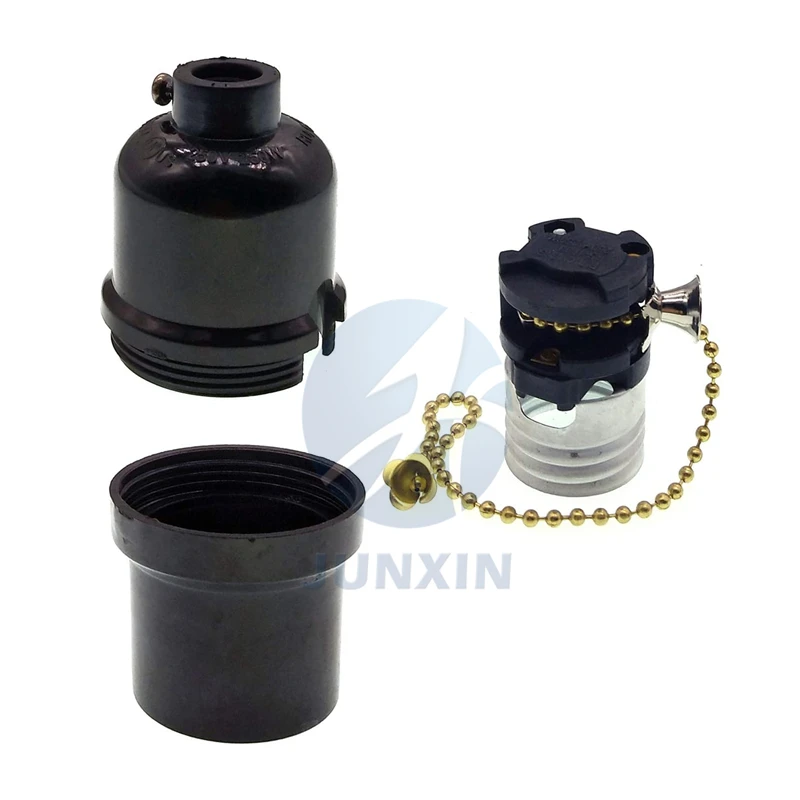 Diy Bakelite Lamp Holder Socket E26/ E27 Lamp Socket With Pull Chain Switch Onoff Plastic Bulb