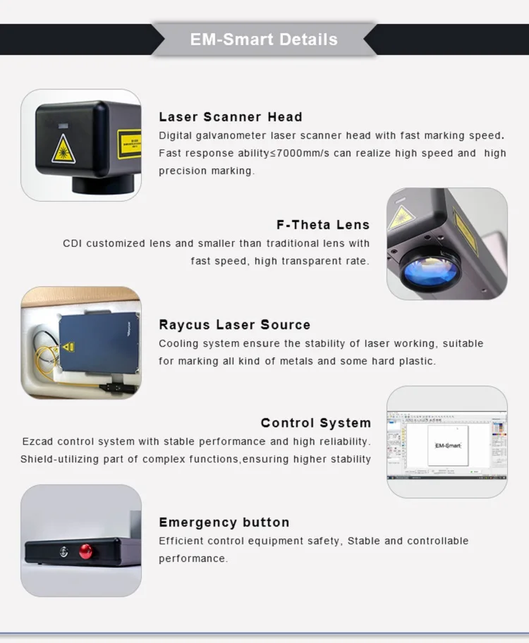 Em-Smart 20W Portable Fiber Laser Marking Machine Color Gray 4
