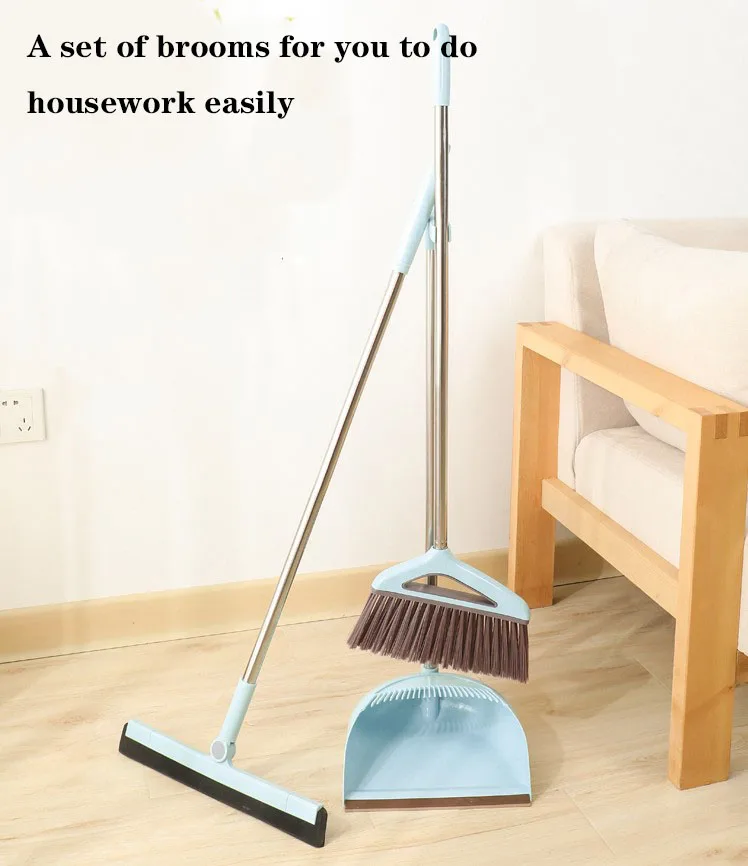 Dustpan Cleans Broom Combo With Long Handle Upright Stand Up Dustpan ...