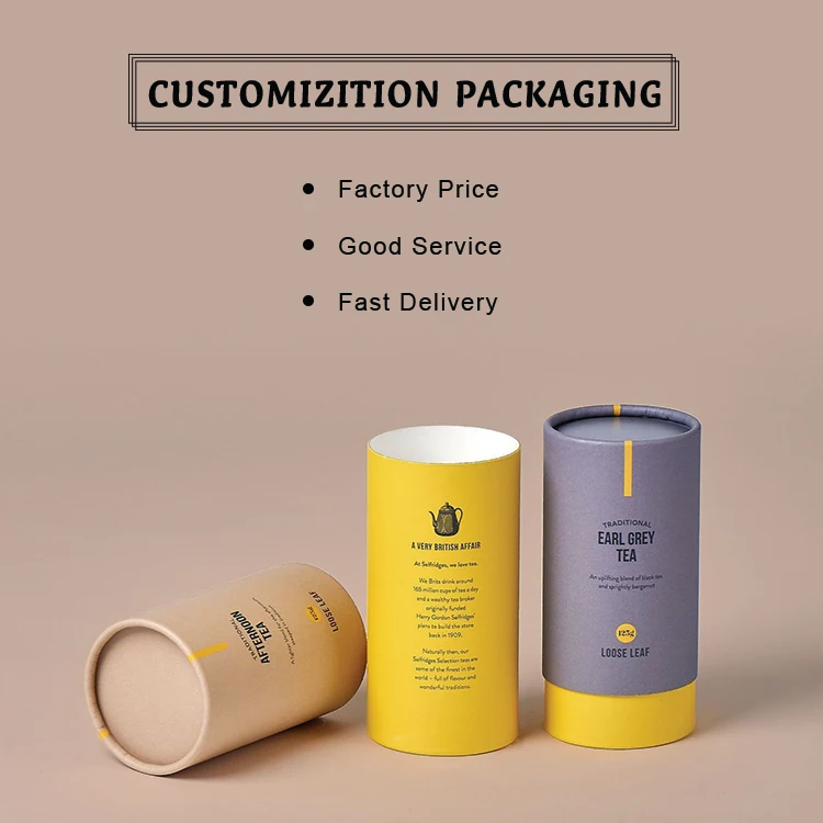 Custom eco friendly carton cylinder kraft paper round box empty biodegradable craft cardboard boxes packaging tubes