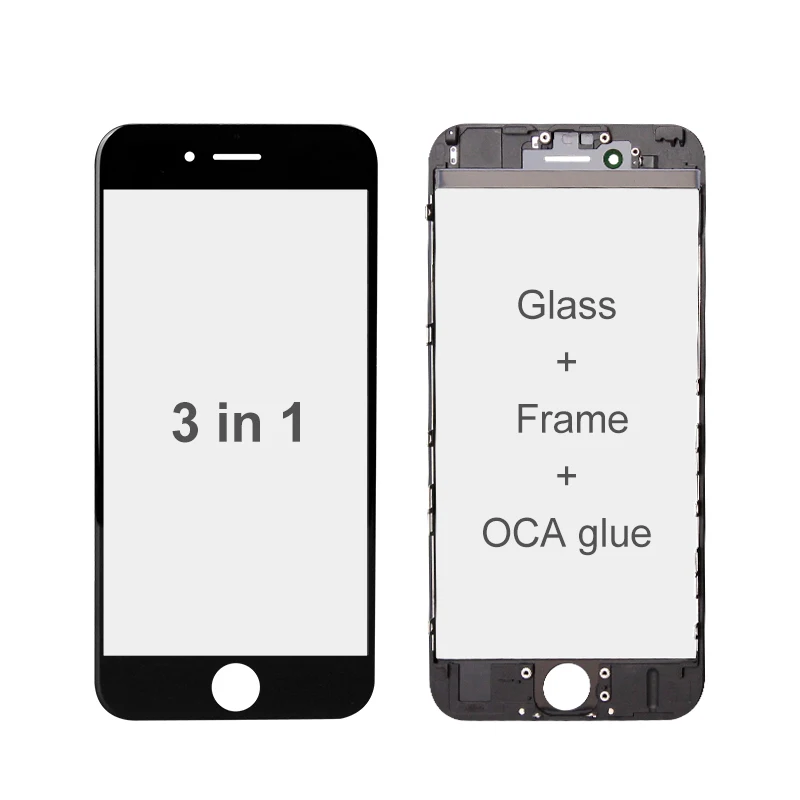 3 In 1 Glass With Frame And Oca Glue Pre Installed Premium For Iphone Screen Refurbishing Buy