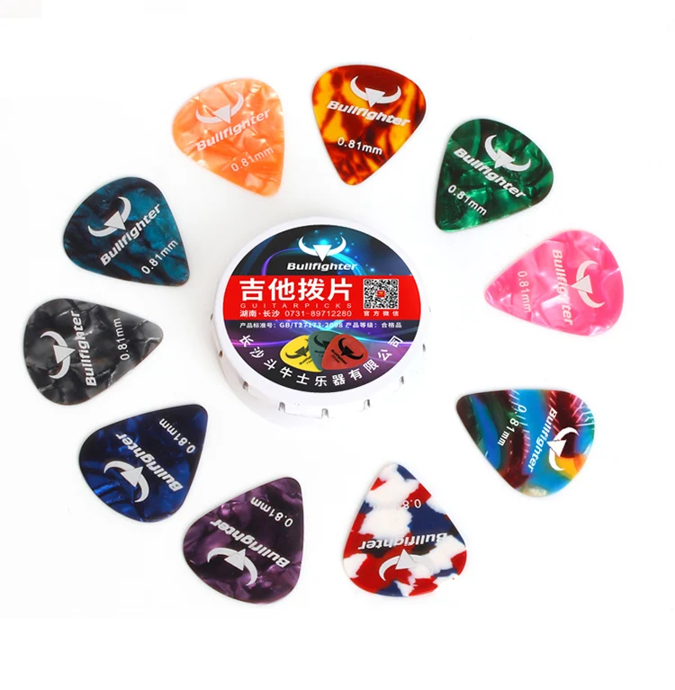 Bullfighter 100A Acoustic Electric Guitar Picks Plectrum Various Colors 6 thickness 0.46/0.73/0.81/1mm