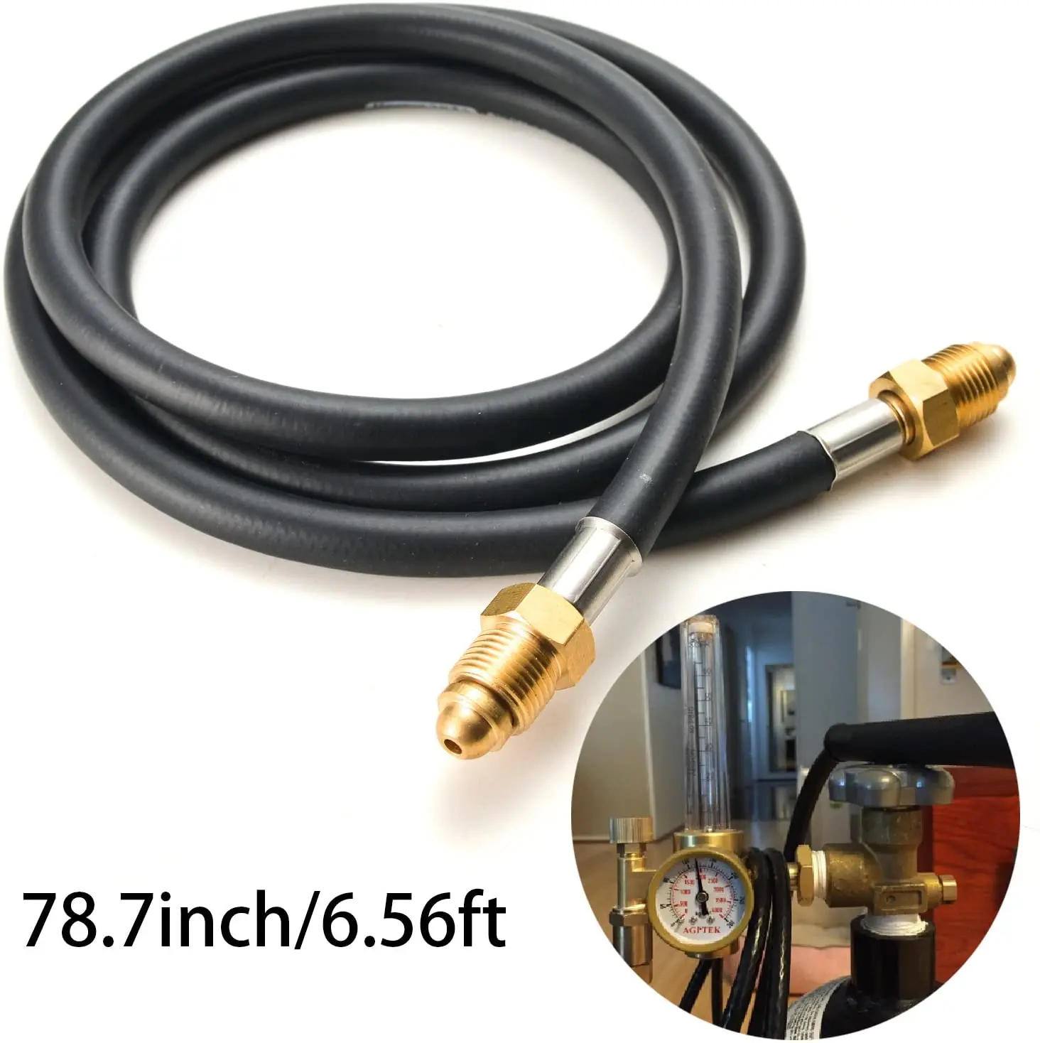 Mig Tig UNF5/8 72 inch/6ft,This Hose Is Standard UNF 5/8 with Inert Gas Fitting Haofst Argon CO2 Flow Meter Regulator Hose 