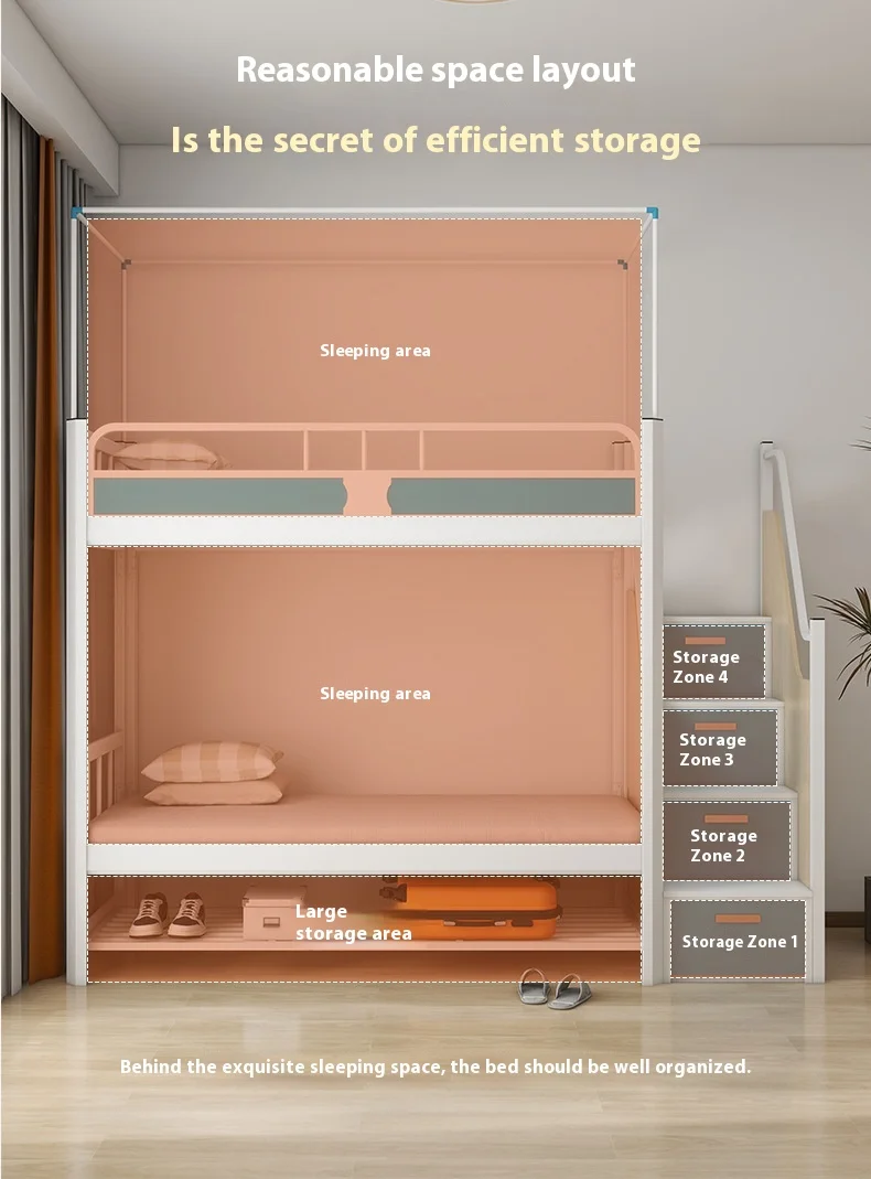 desk combination iron frame bunk bed-7