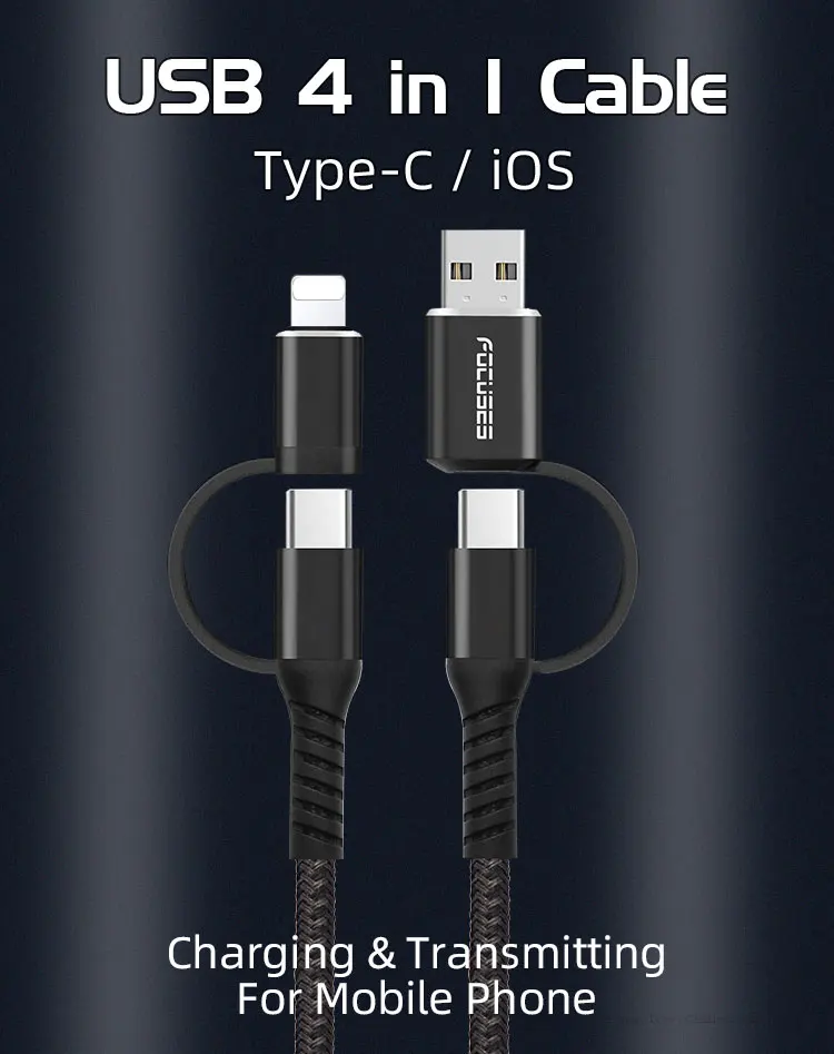 4 in 1 USB Data Charge Cables For IOS For Android For type C - ANKUX.COM