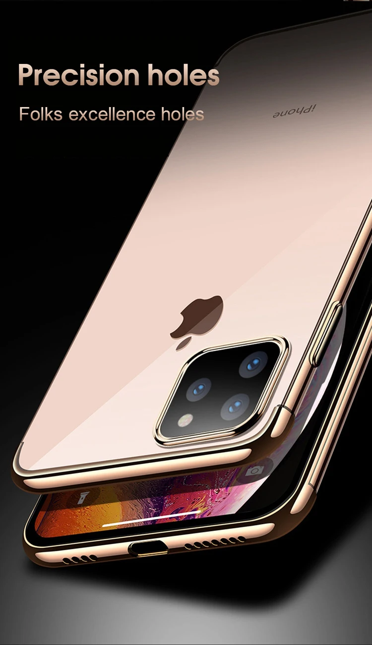 OTAO  tpu mobile phone case for iphone 11 pro max plating transparent case for iphone xs max xr x 8 7 plus back cover
