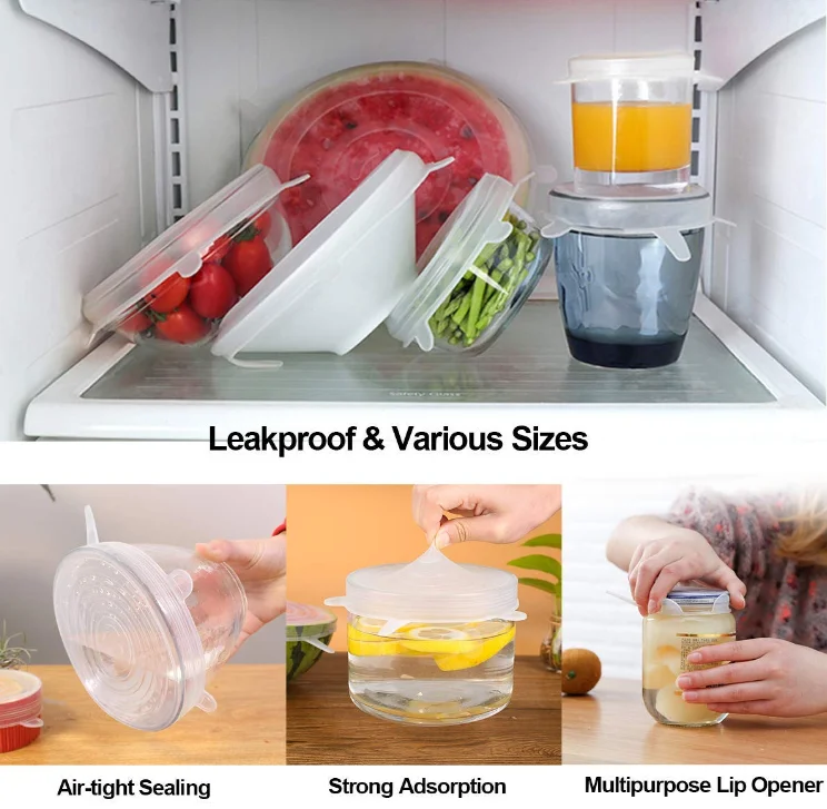 Silicone Sealing Lids 6pcs,Various Sizes Bpafree Silicone Lids