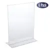 6 Pack Factory Custom T Shape A4 Acrylic Sign Holder Transparent Vertical Acrylic Restaurant Menu Holder For Sale
