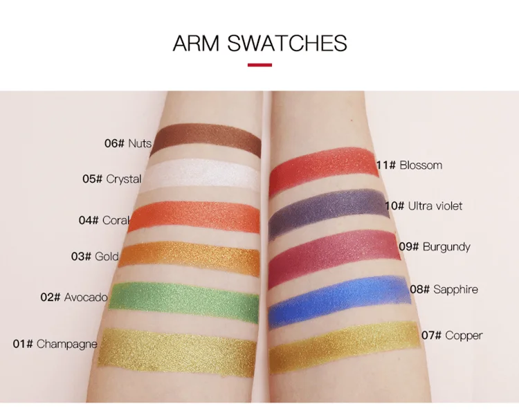 Domani Beauty Long Lasting Gold Custom Private Label Glitter Loose Pigment Cheap Red Makeup 11colors Single Eye Shadow Eyeshadow