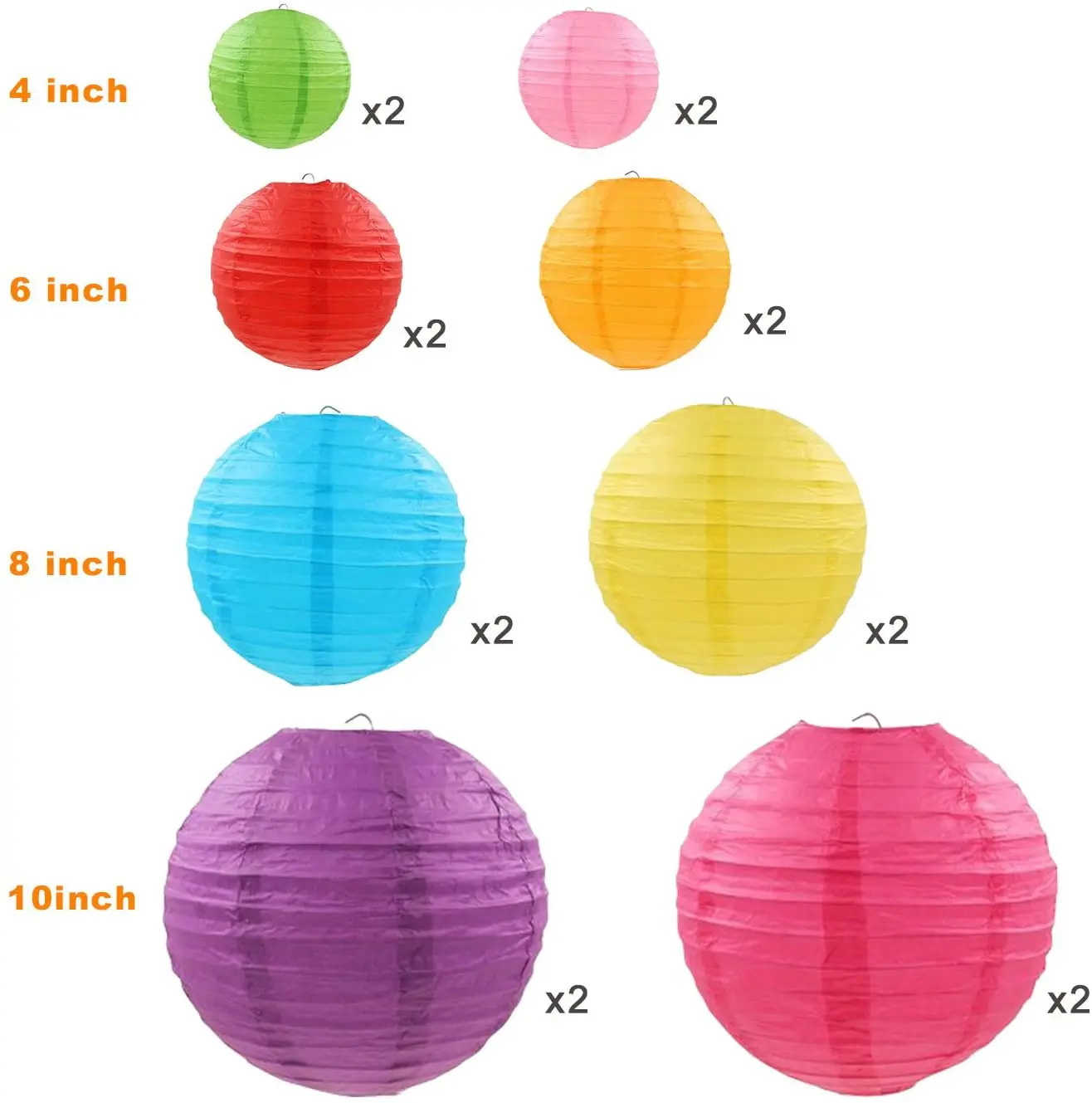 2 Pack Paper Lanterns Japanese and Chinese Style Lamp Shade Plum Flower Dia.16" 