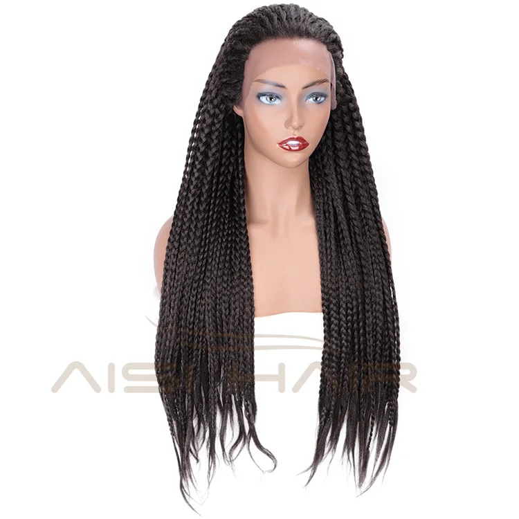 long brown braided wig