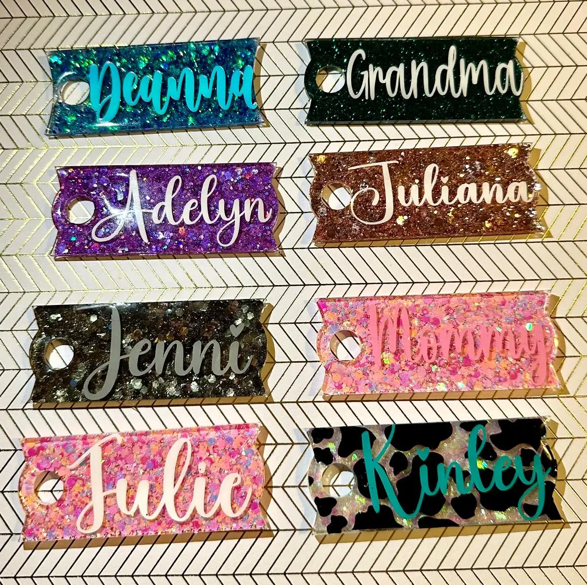 Acrylic Name Plates Lid Toppers Cup Accessories Personalized Name Tag ...