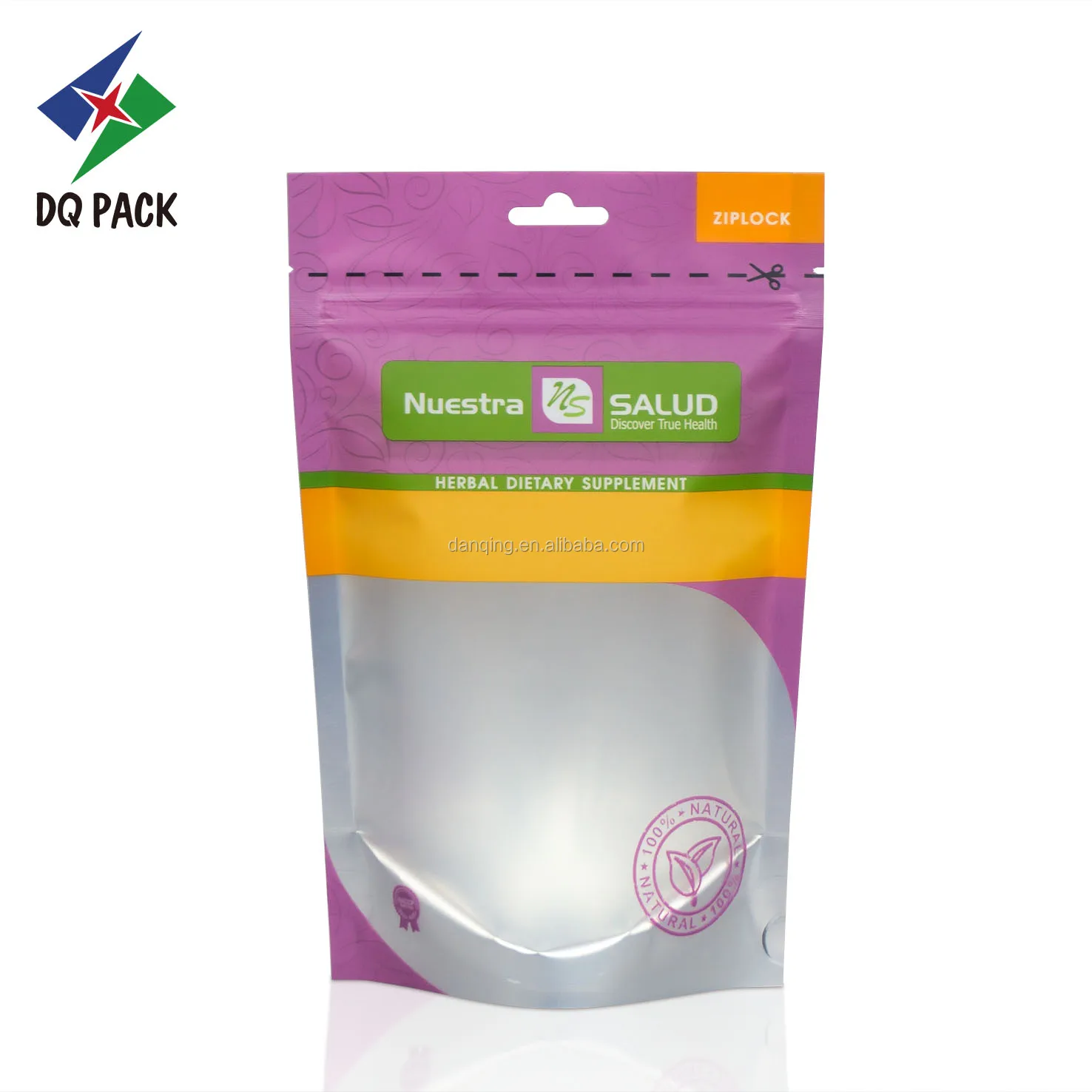 DQ PACK Custom Printed Glossy Food Fruit Herbal Tea Packaging Bag With Zipper