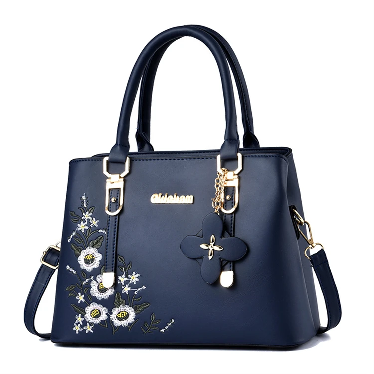 Blue 2024 Floral Ladies Handbag, Floral Tote Bag, Blue Top Handle Bag