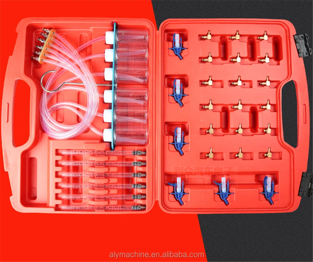 6 Cylinder Diesel Injector Flow Test Meter Adaptor Set Common Rail Tool