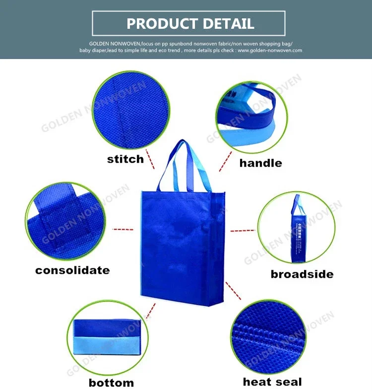 Hot Selling Biodegradable Polypropylene Plain Non Woven Tote Bag Eco Non-Woven Shopping Bag Tote Non Woven Bag By Sewing