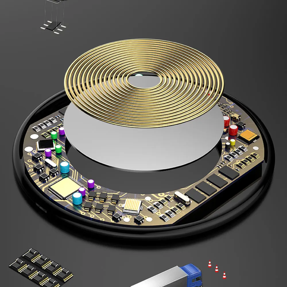 Round Design Led Edge Qi 10W Quick Wireless charger - ANKUX.COM