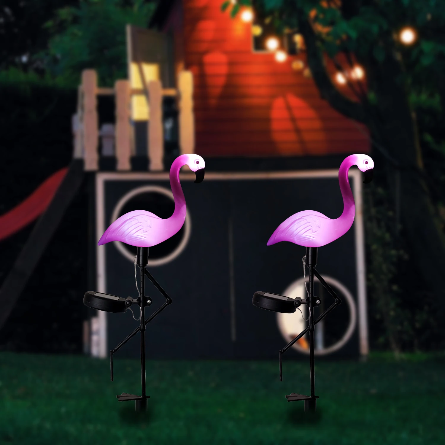 Solar Powered Pink Flamingo Ornament Garden Outdoor Light Lawn Landscape Lamp G 