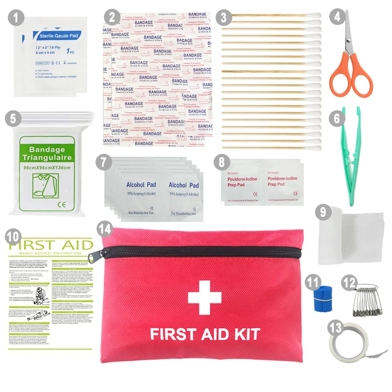 
Small size 1680D Oxford fabric 60 Pieces mini first aid kit 