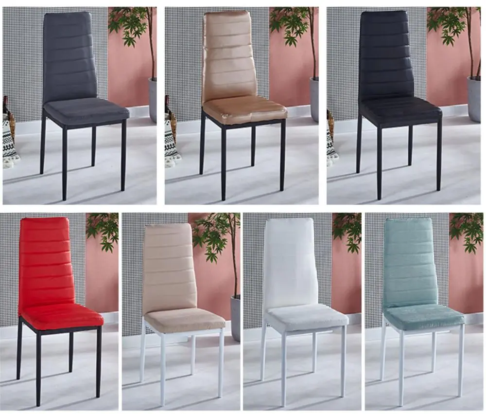 Detachable Fabric Seat Metal Leg Modern Style Armless Dining Room Chair