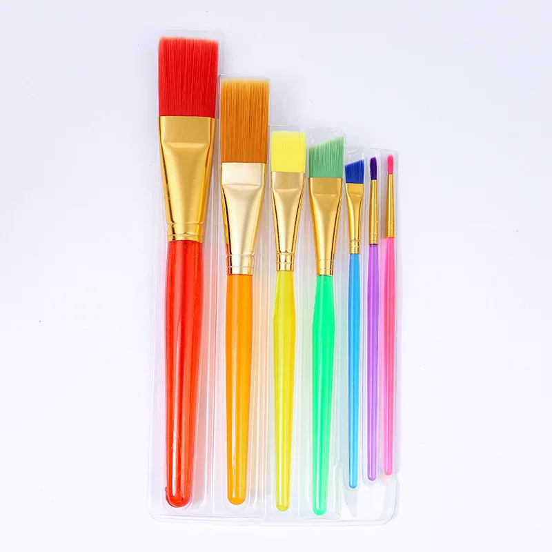 Paint Brushes Set 7pcs Nylon Brush Kids Painting Tool Kits Assorted