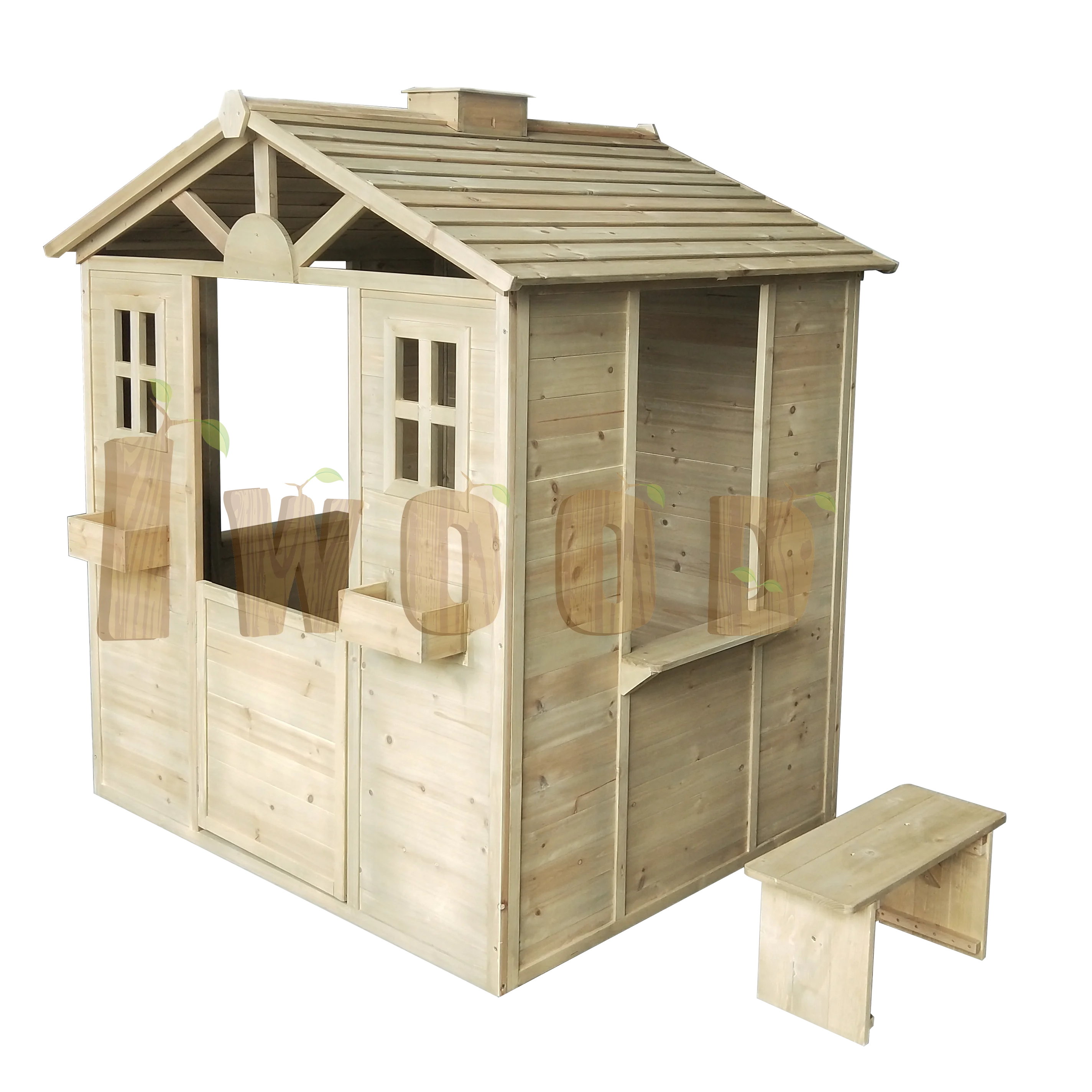 Wooden Kids Cubby House Playhouse Playground with Chairs Ages for 18+  Months Cosplay Developmental Toys